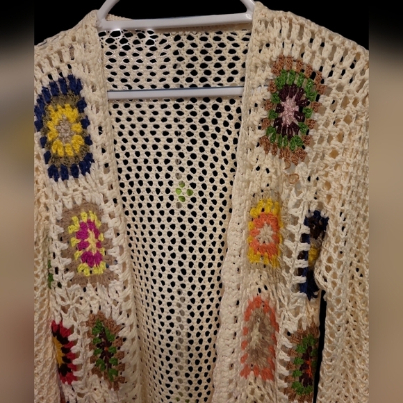 NEW Crochet lightweight Floral Cardigan Sweater Med - Picture 2 of 7